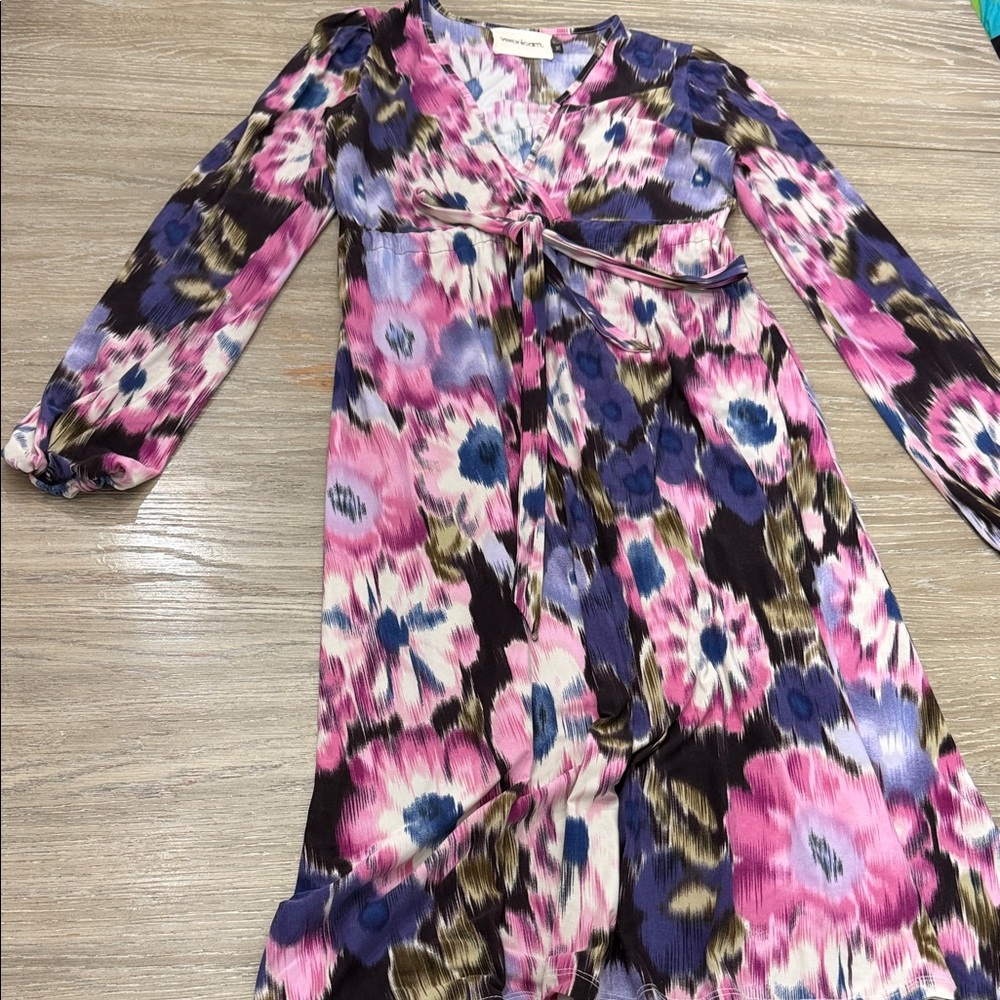 Veronica M Pink Purple Floral Long Sleeve Dress